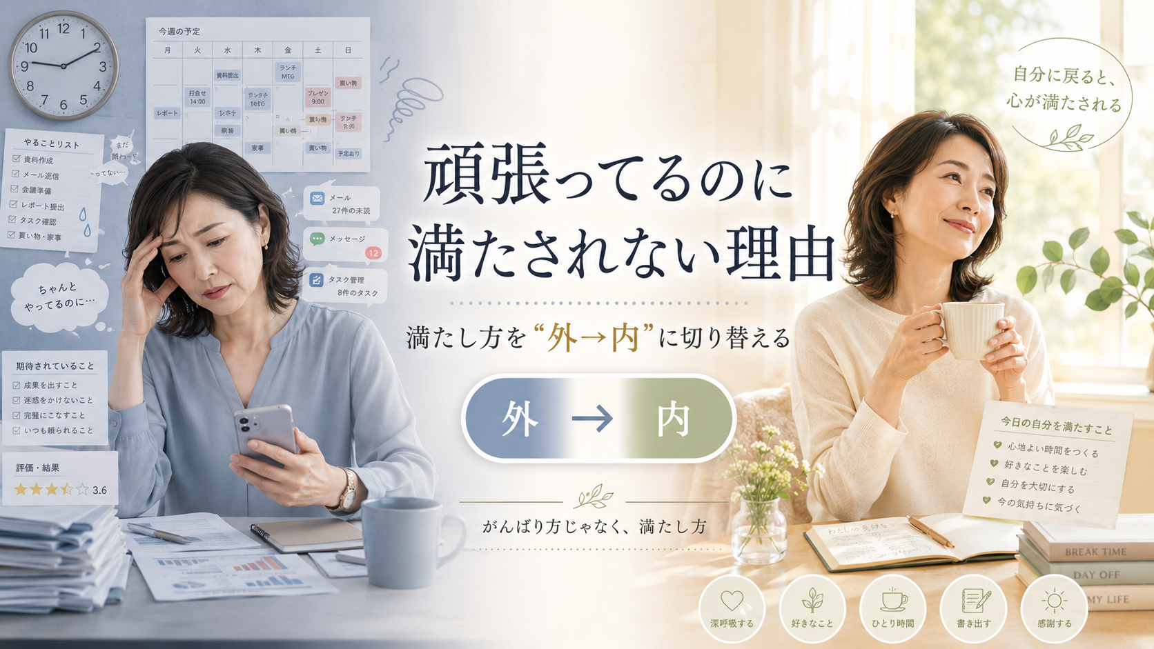 頑張ってるのに満たされない理由｜満たし方を“外→内”に切り替える