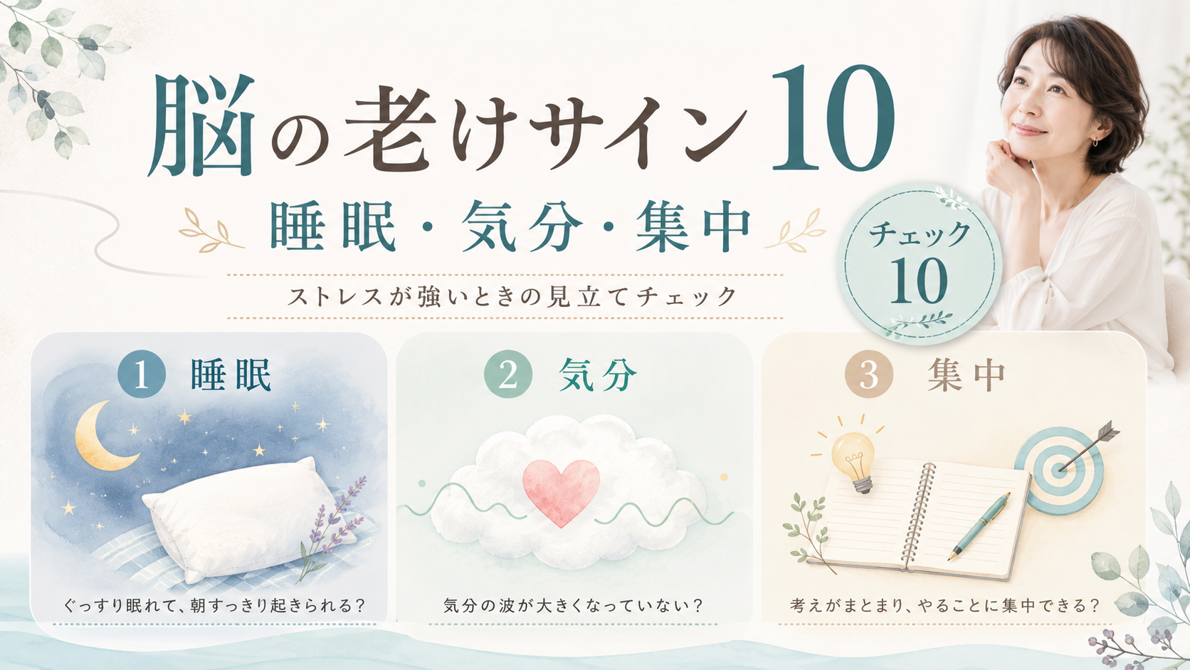 ストレスが強いときの“脳の老けサイン”10｜睡眠・気分・集中の乱れを見立てるチェック